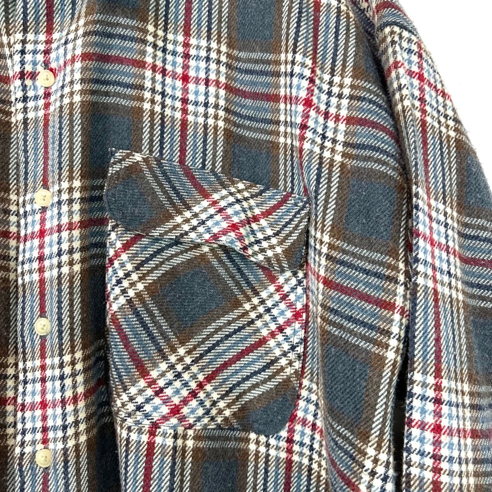 RALPH LAUREN CHAPS Vintage 90s Wool All Ski Pass Plaid Flannel Shirt Shacket XL - Picture 5 of 7